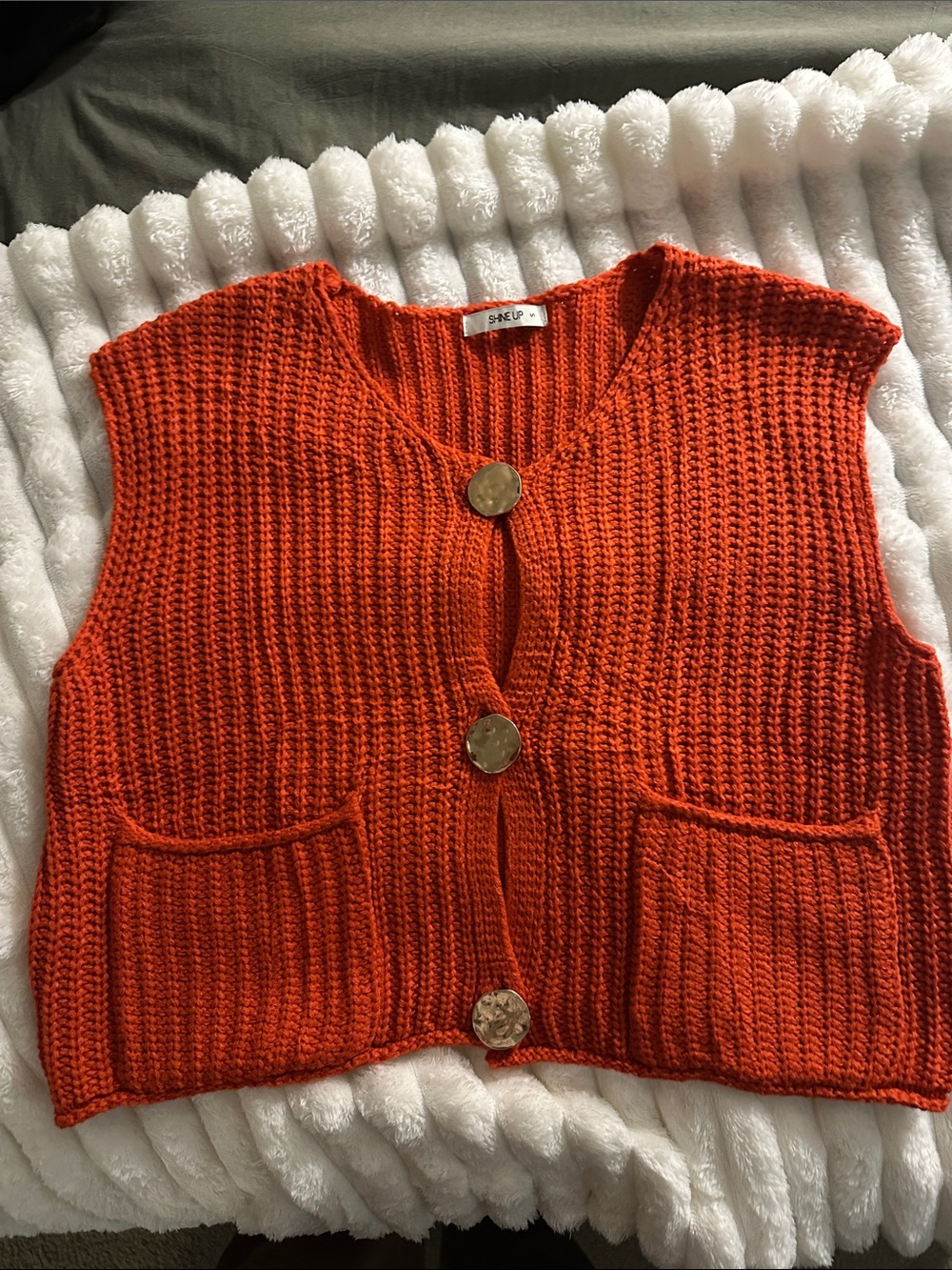Sleeveless Knit Button-Front Vest